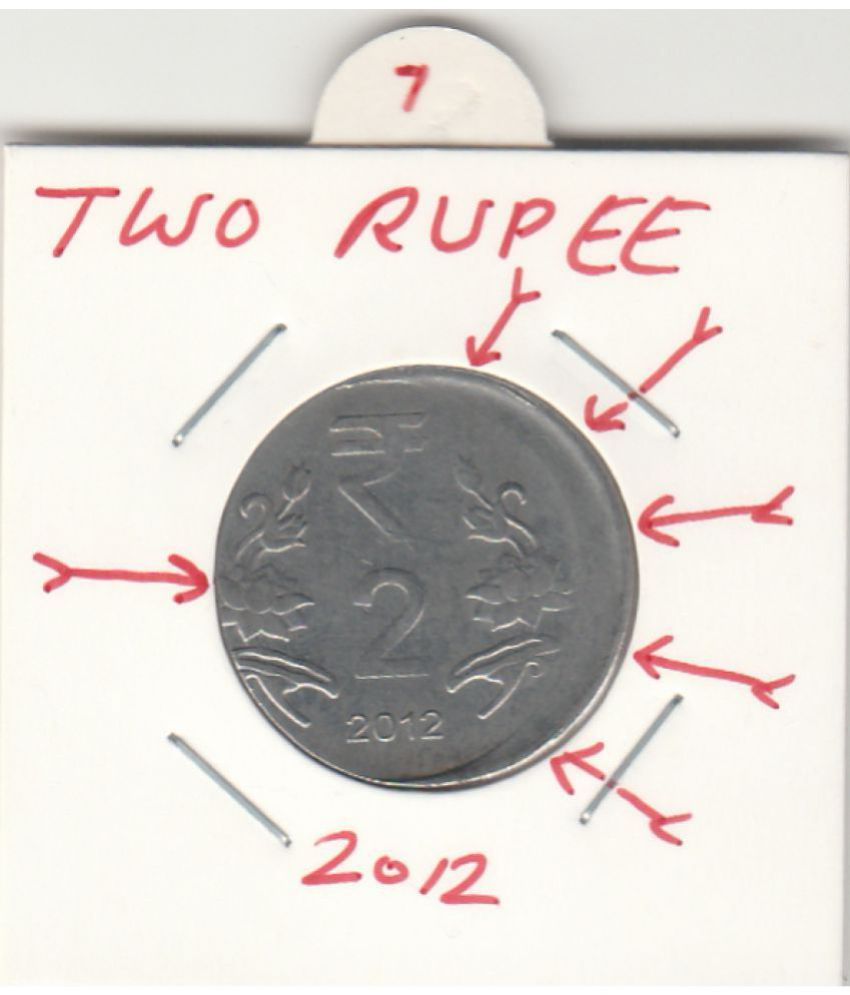     			NUMISMATTECLY  RARE AND COLLECTIBLE -TWO  R.S.COPPER STEEL-, WITH - DIE SHIFTED DIE ROTATION ERROR.YEAR-2012.IN   FINE CONDITION HIGHLY COLLECTIBLE ,WIGHT-4.85. GRAMS-25-MM SIZE.