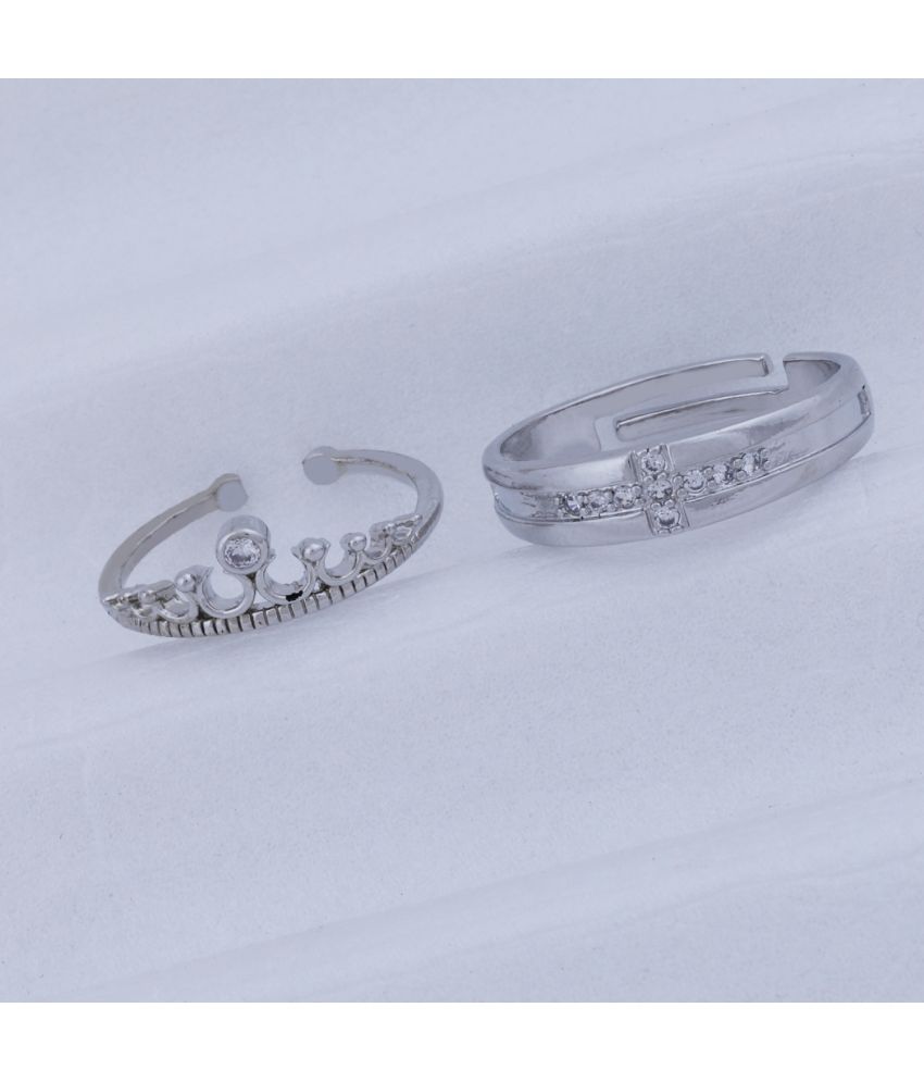     			Some One Speical For Couple Ring Valentines  Lover Gift Crown Designe  Adjustable  Silver Plated Couple Ring Set  Women And Men