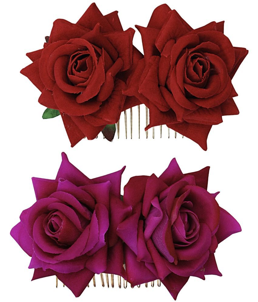     			Vogue Hair Accessories Rose Flower Juda Pin Latest Collection Wedding Party Fancy Hair Clip  (Multicolor)