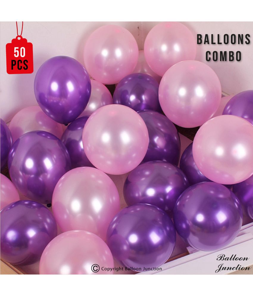     			Balloon Junction Themez Only Metallic Metallic & Chrome Balloons Combo for Party Decoration (Metallic Pink, Purple Chrome ) - Pack of 50 pcs for Birthday , Baby Shower , Anniversary