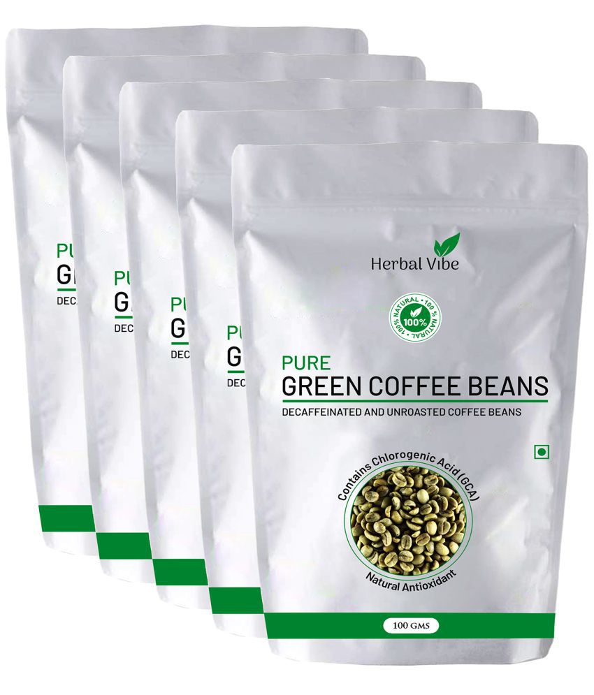 Herbal Vibe Pure Green Coffee Beans for Weight Loss 500 gm Natural Pack of 5