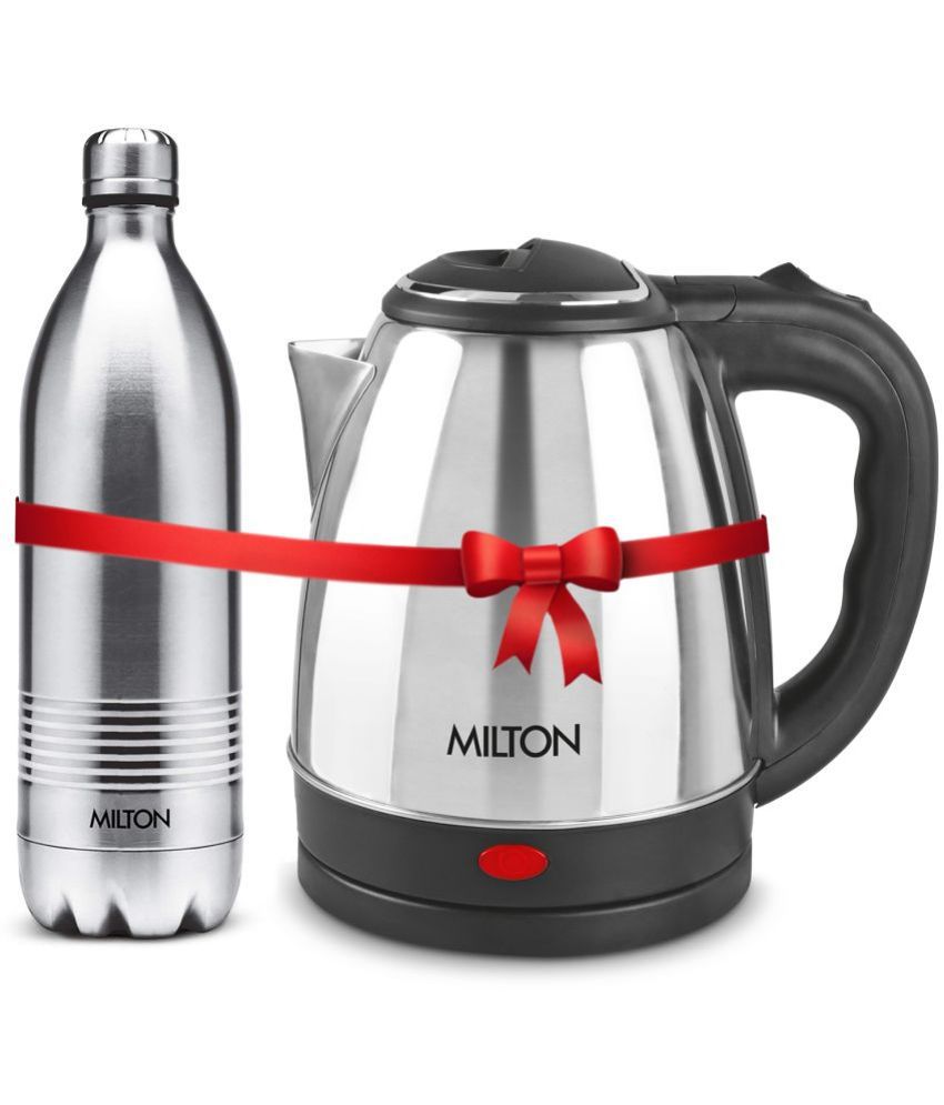     			Milton Combo Set Go Electro 1.2 Ltrs Electric Kettle and Duo DLX 1 Ltr- Silver Thermosteel Hot or Cold Stainless Steel Water Bottle