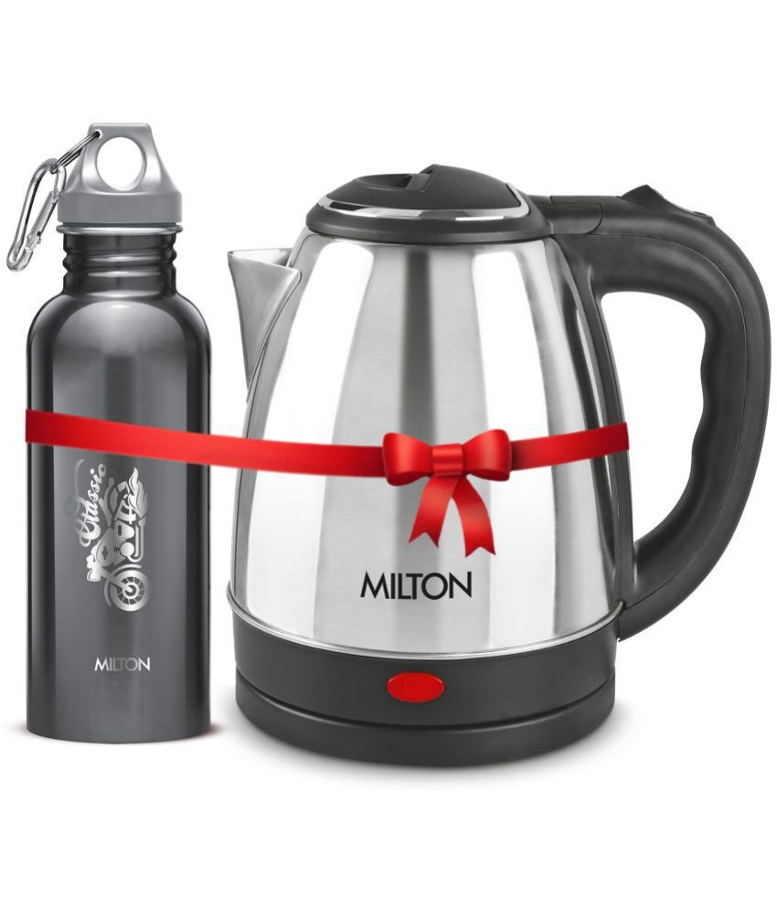     			Milton Combo Set Go Electro 1.5 Ltrs Electric Kettle and Alive 750 ml Black, Stainless Steel Water Bottle