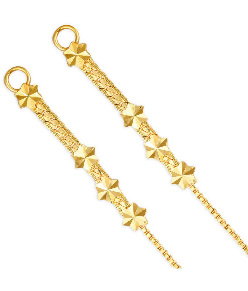     			Vighnaharta - Golden Ear Chain Earrings ( Pack of 1 )