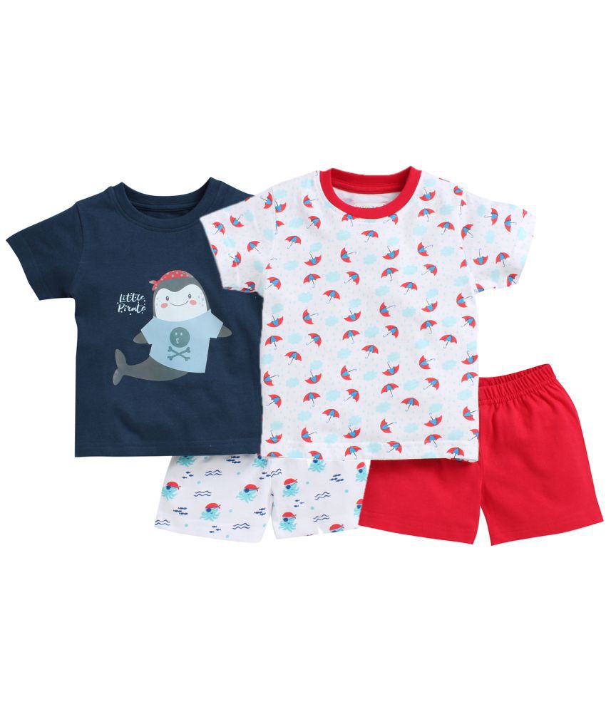     			BUMZEE Navy & Red Boys T-Shirt & Shorts Set Pack of 2 Age - 4-5 Years