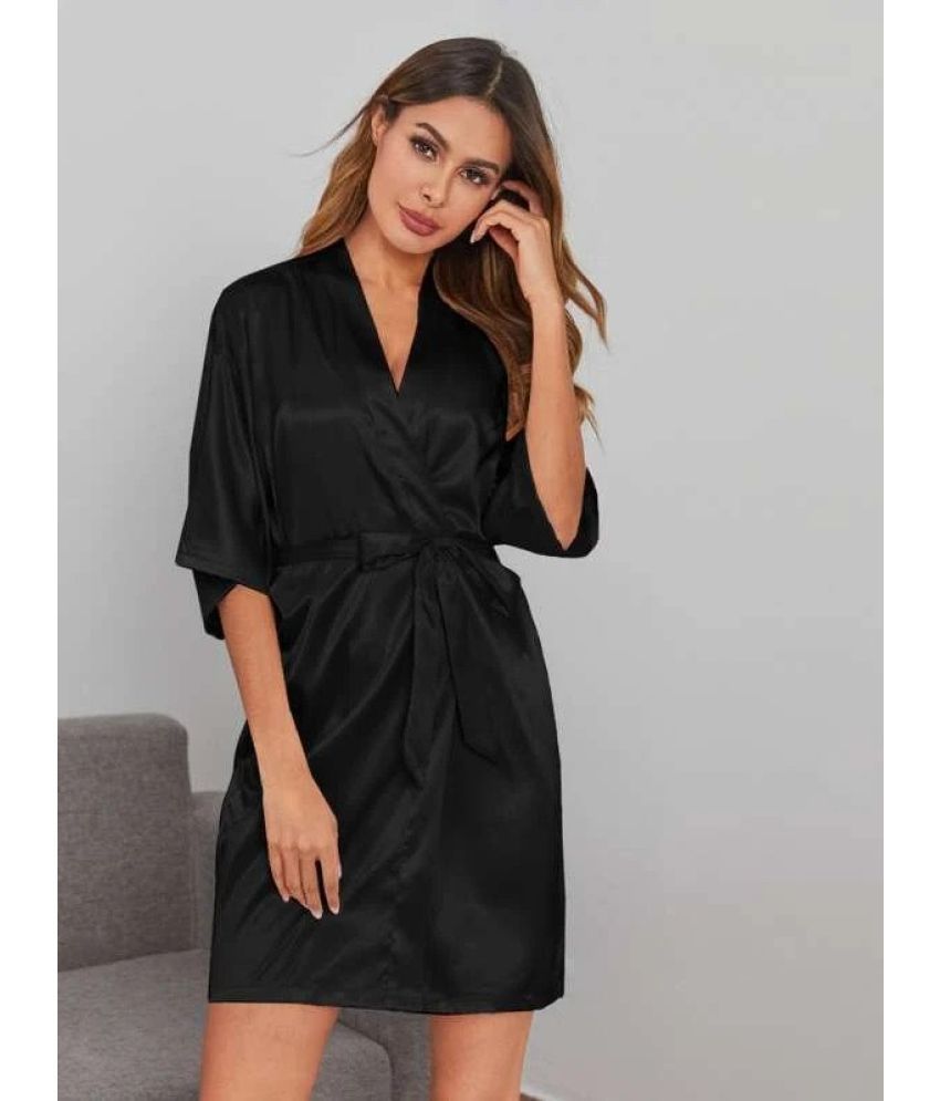     			Celosia Satin Robes - Black Single