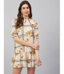 Rare Poly Georgette Off White Fit And Flare Dress - Single