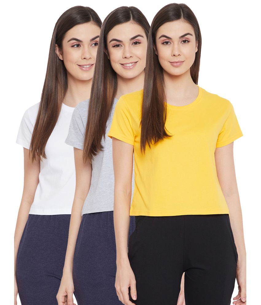     			Clovia Crepe Night T-Shirt - Multi Color Pack of 3