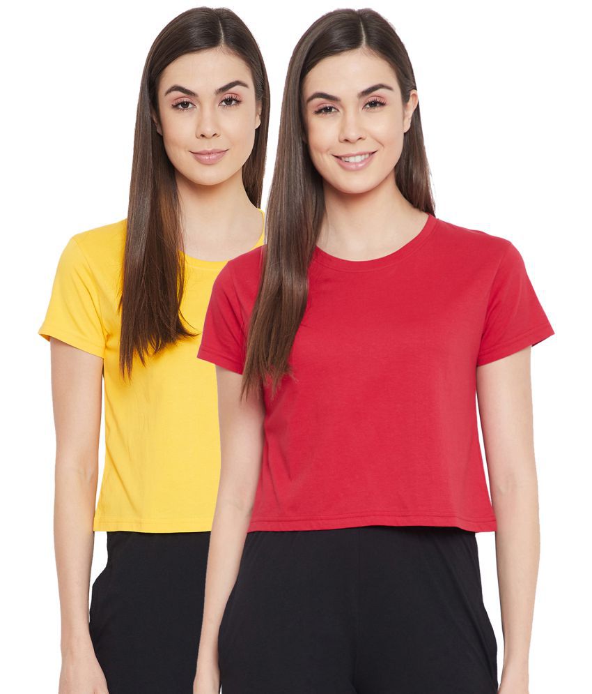     			Clovia Crepe Night T-Shirt - Multi Color Pack of 2