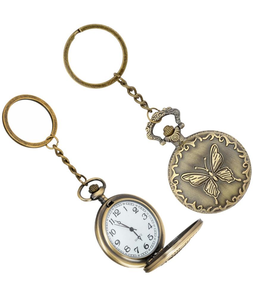     			GT Gala Time Butterfly Design Pocket-Watch Designer Vintage Premium Analog Clock Antique Metallic Key Chain Gifting