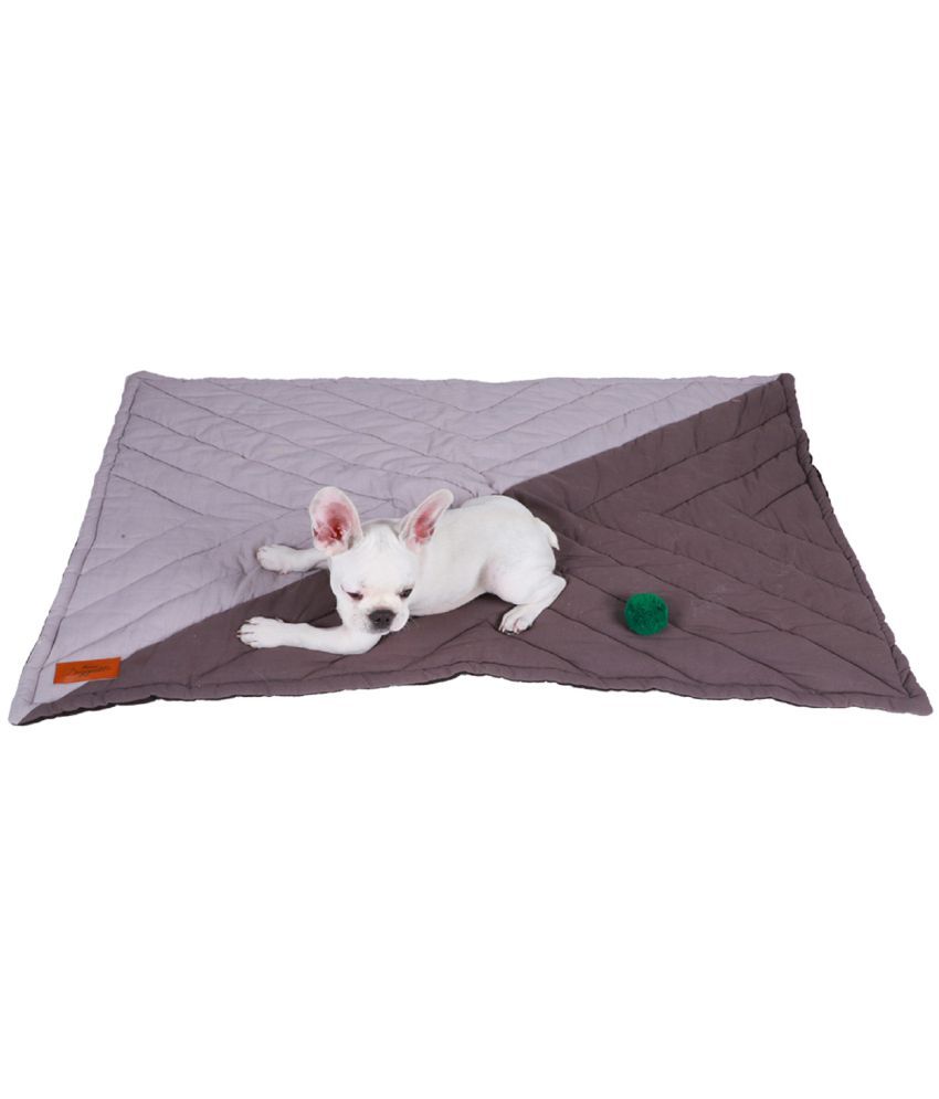     			NUEVOS DOGGADIL Cotton Canvas Quilted Rectangle Cat Dog Pet Bed Mattress | Foldable Padded Pet Mat_ grey