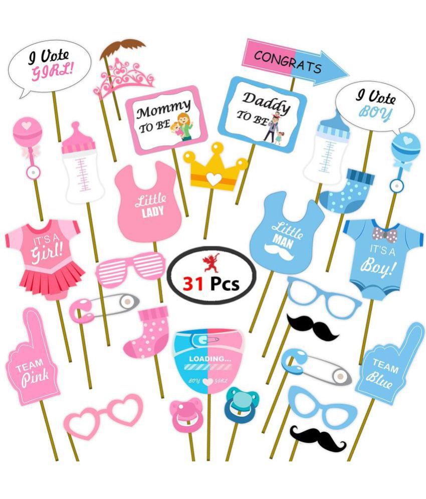     			Party Propz Baby Shower Props For Photoshoot, Photo Booth, Decorations 29Pcs for Mom to Be Shoot, Maternity Shoot, Photography For Babyshower Items,Prop Materials