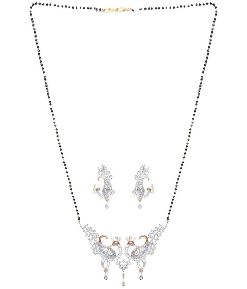     			Pujvi fashions AD double peacock mangalsutra set for womens