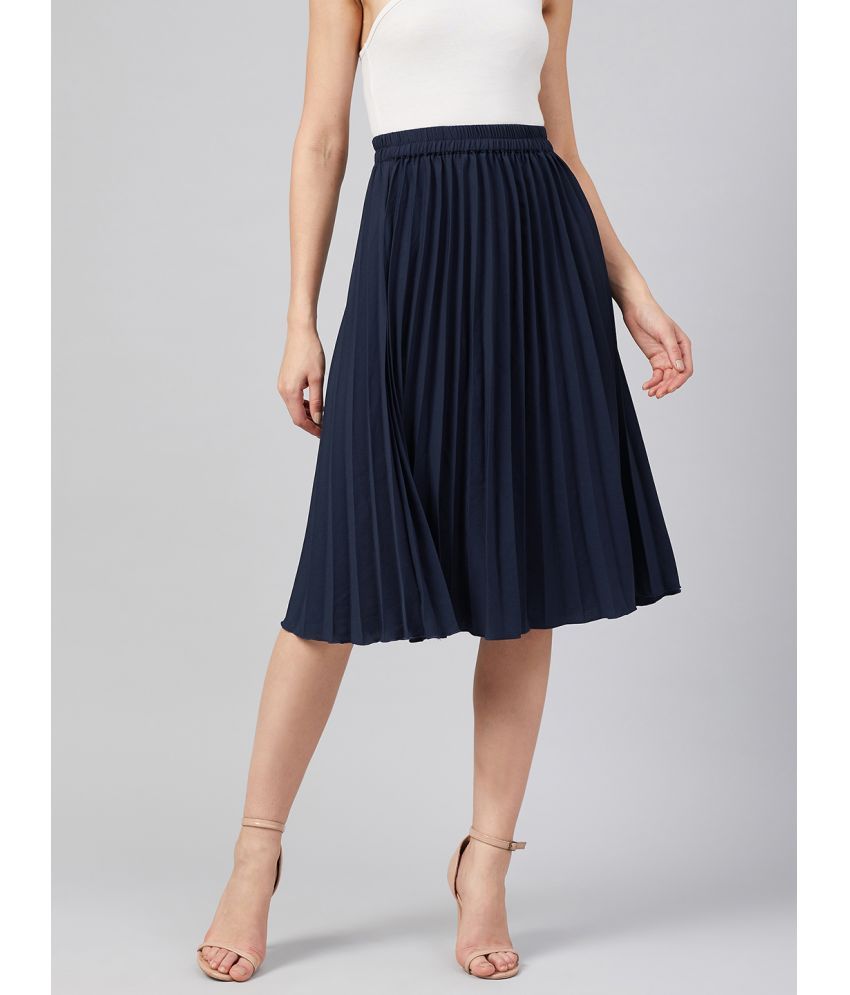     			Rare Poly Crepe A-Line Skirt - Navy Single