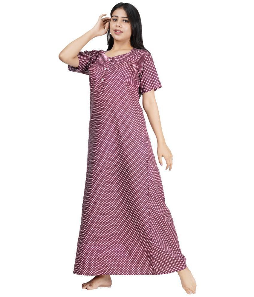     			Favnic Cotton Nighty & Night Gowns - Purple