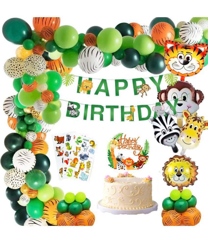 Party Propz Jungle Theme Birthday Decoration - 49Pcs Boys Hawaiian Safari  Animals Forest Balloons, Banners, Swirls for Kids Girls Bday Parties  Supplies Or Baby Shower Themed Décor - Buy Party Propz Jungle