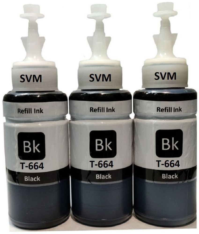 SVM 664 INK 664 BLACK Black Pack of 3 Compatible with T664 Ink bottle for Compatible L1300,L130,L310,220,L210,L100,L380,L361,L405,L485,L565