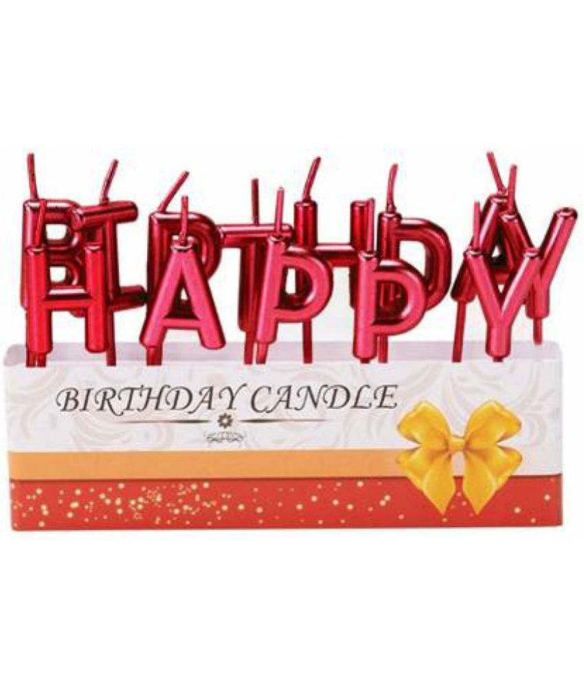 Shopperskart® Happy Birthday Letter Candle for Cake DecorationRed