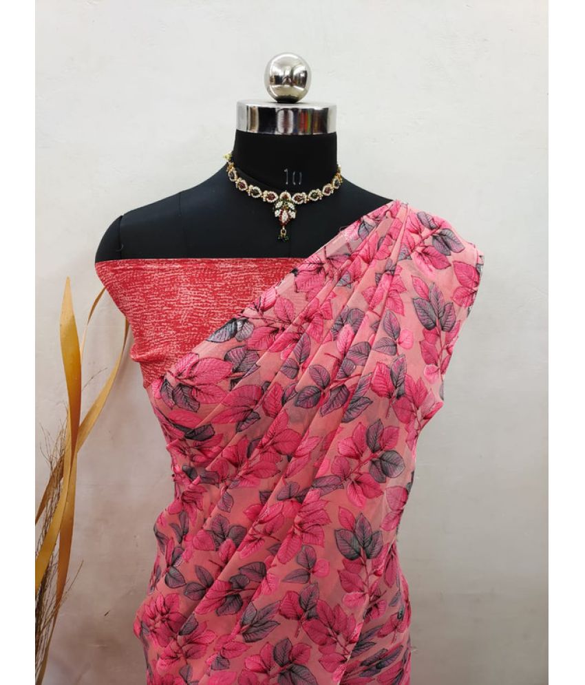     			Sitanjali Pink Satin Saree - Single