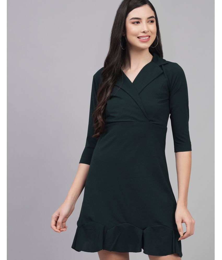     			Addyvero Cotton Lycra Green Skater Dress - Single