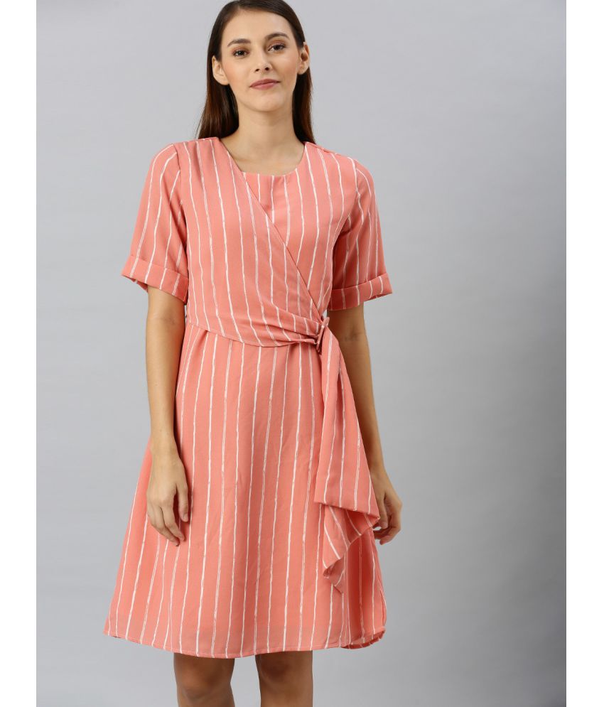     			Rare Polyester Pink Wrap Dress -