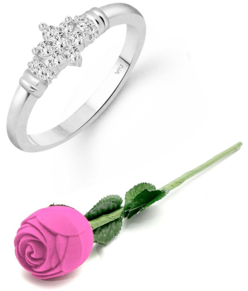     			valentine day ring rose box  Incredible Rhodium Plated  CZ Ring  for Women