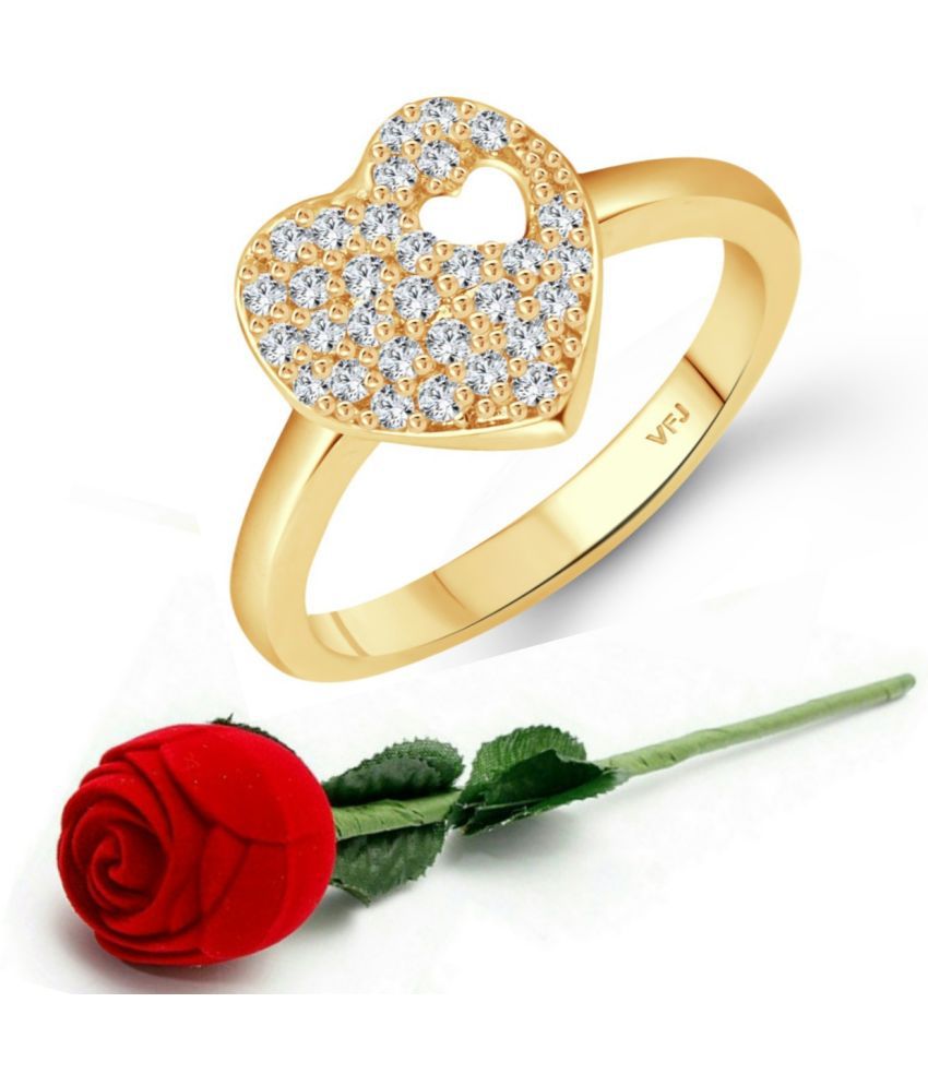     			valentine day ring rose box   Glory Heart Gold Plated (CZ)  Ring