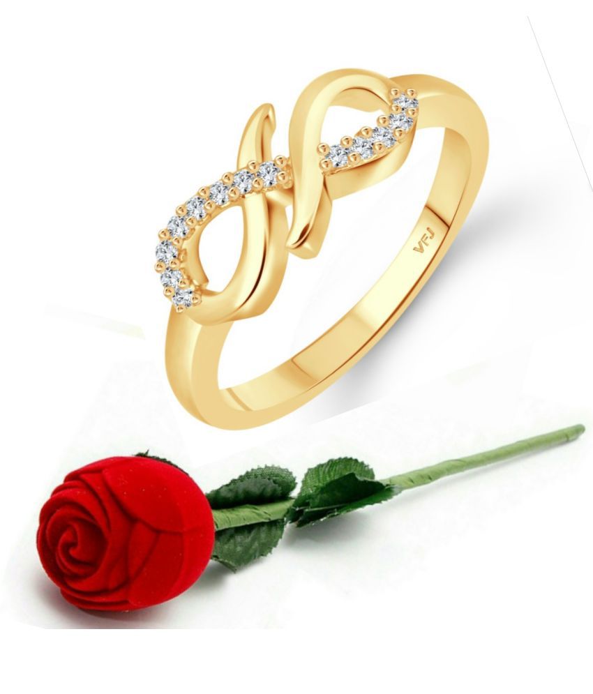     			valentine day ring rose box  Stylish (CZ) Gold Plated  Ring