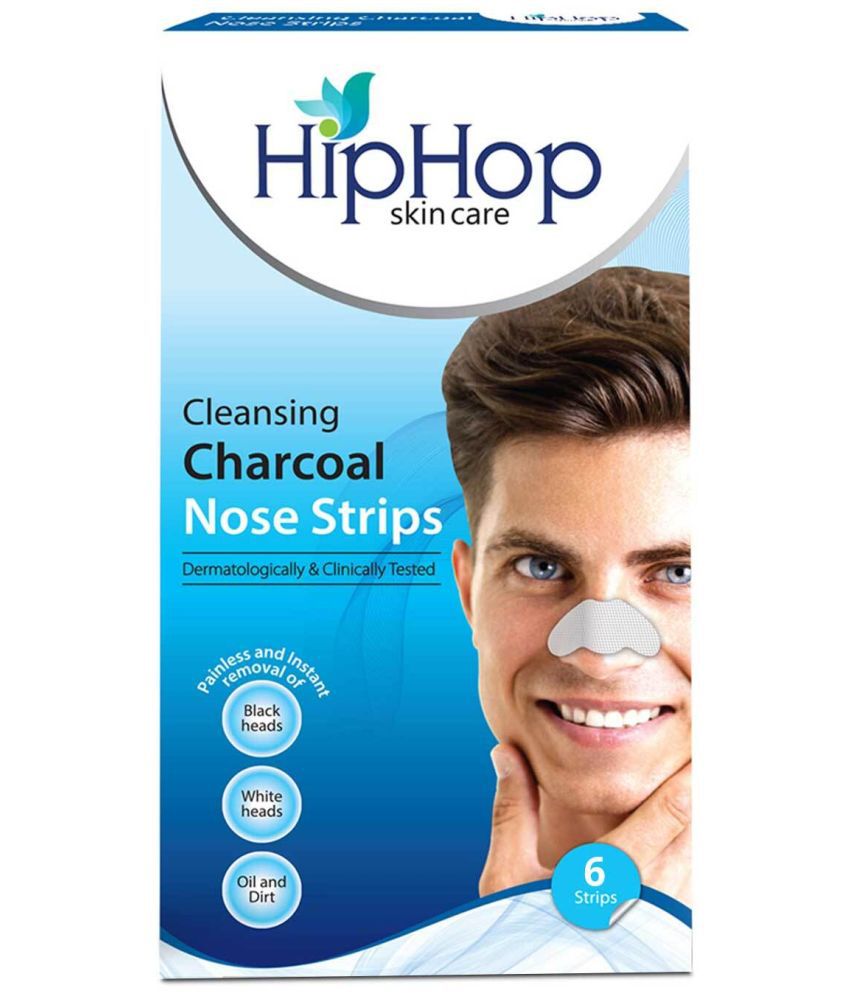     			HipHop Skincare Cleansing Charcoal Nose Strips for Men - Blackhead Remover & Pore Cleanser (6 Strips)