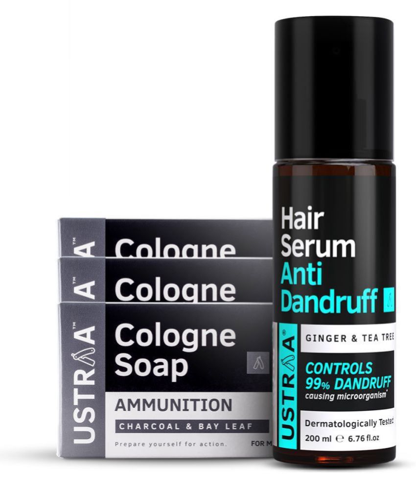     			Ustraa Anti Dandruff Hair Serum 200ml & Cologne Soap Ammunition 125g - pack of 3