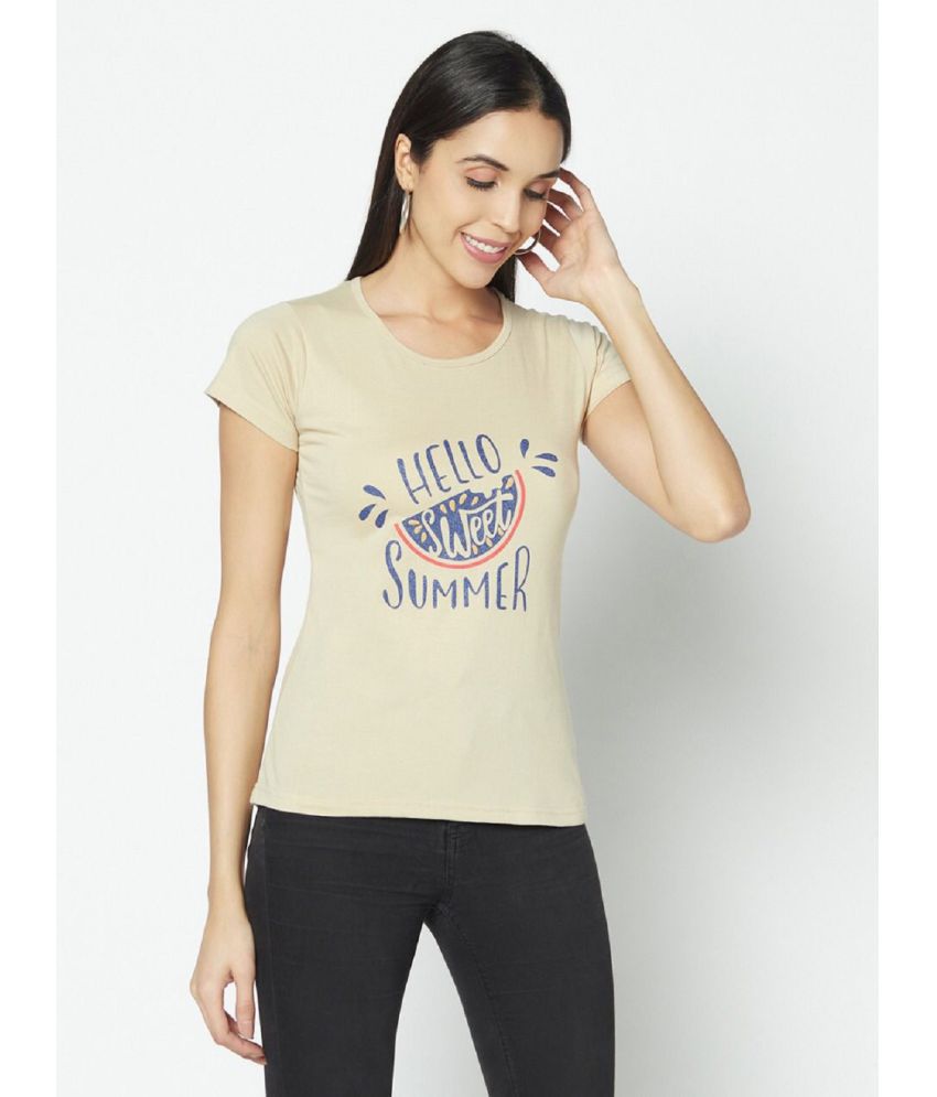     			Whyme Fashion Cotton Beige T-Shirts - Single