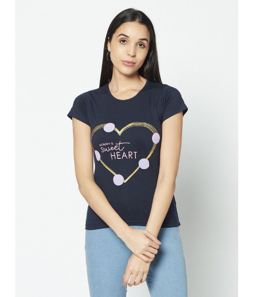     			Whyme Fashion Cotton Navy T-Shirts - Single