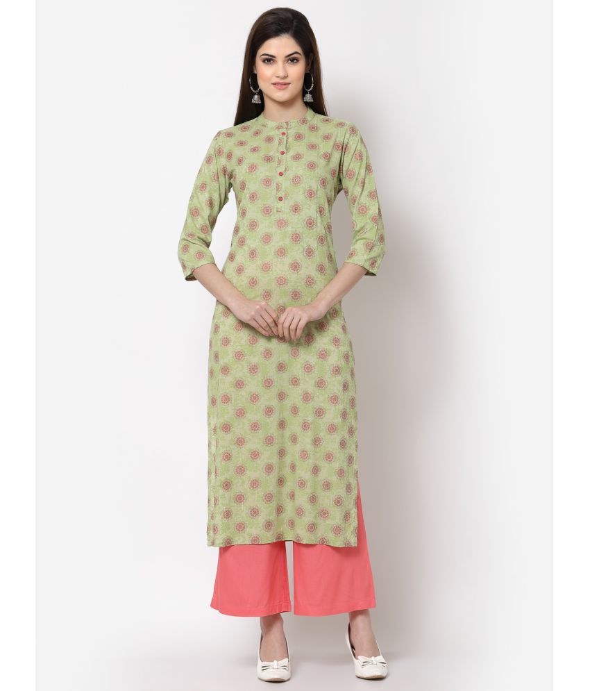     			Kbz Green Rayon Straight Kurti - Single