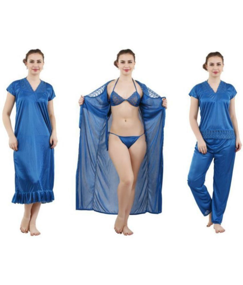     			Romaisa Satin Night Dress - Blue Pack of 6