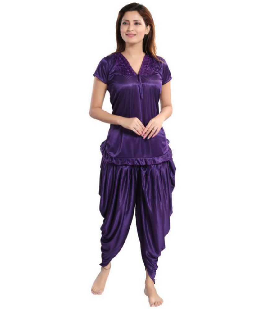     			Romaisa Satin Nightsuit Sets - Blue Pack of 2