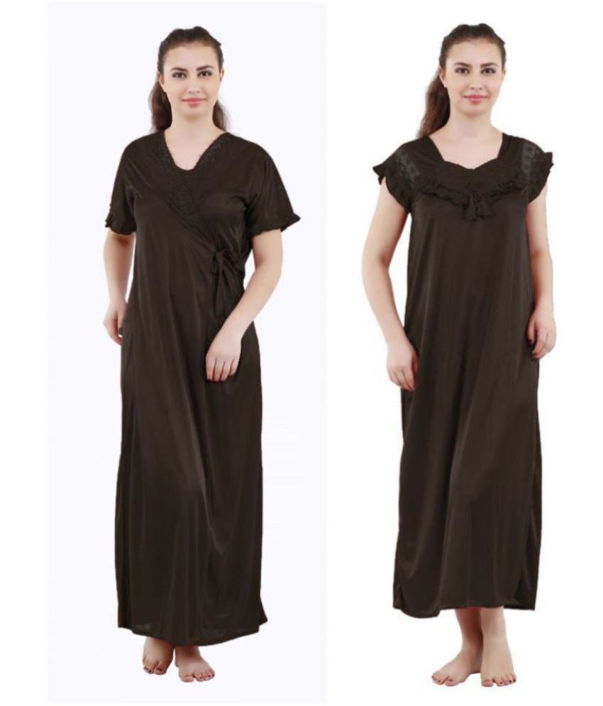     			Romaisa Satin Nighty & Night Gowns - Black Pack of 2