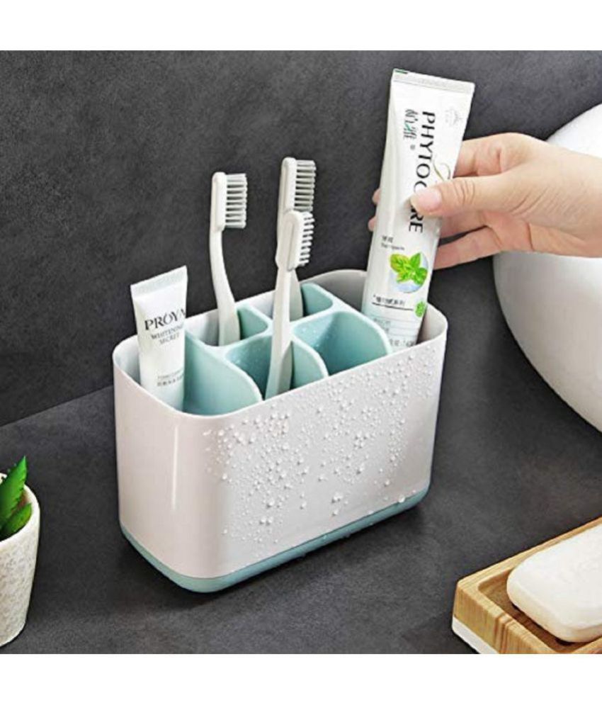 SHARUJA® Bathroom self Toothbrush Tongue Cleaner PVC Toothbrush Holder