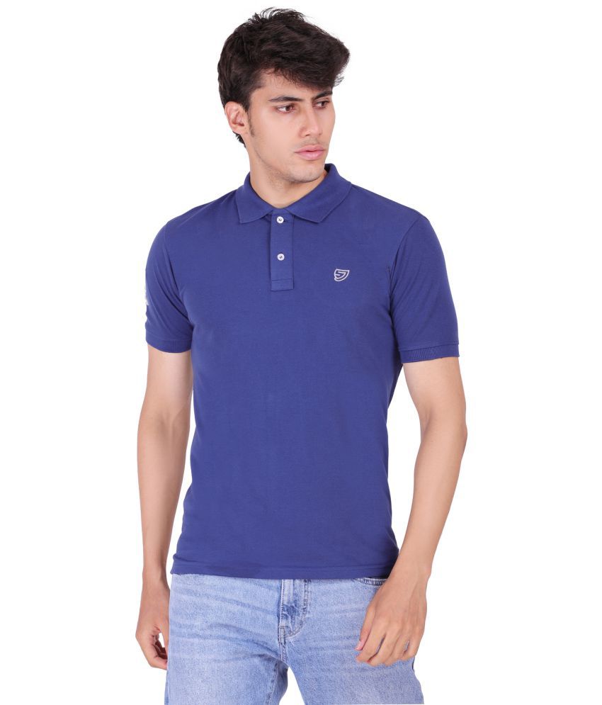     			SAM AND JACK Blue Polyester Cotton Plain Polo T Shirt Single Pack