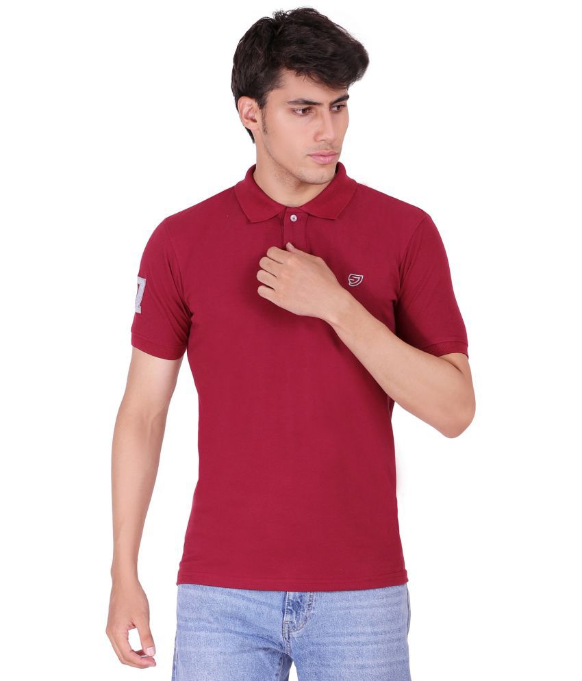     			SAM AND JACK Maroon Polyester Cotton Plain Polo T Shirt Single Pack