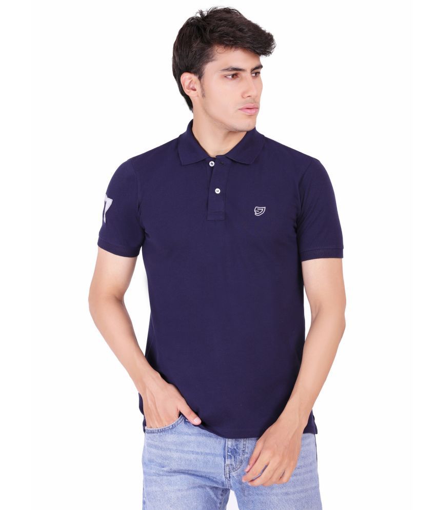     			SAM AND JACK Navy Polyester Cotton Plain Polo T Shirt Single Pack