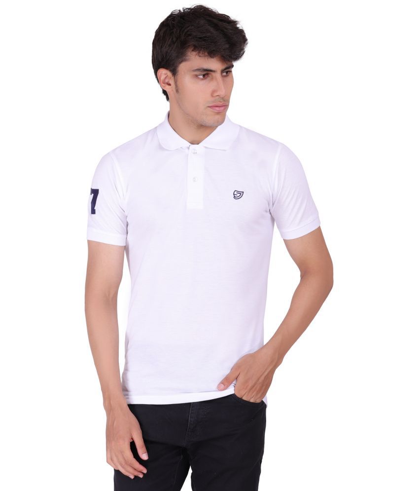     			SAM AND JACK White Polyester Cotton Plain Polo T Shirt Single Pack