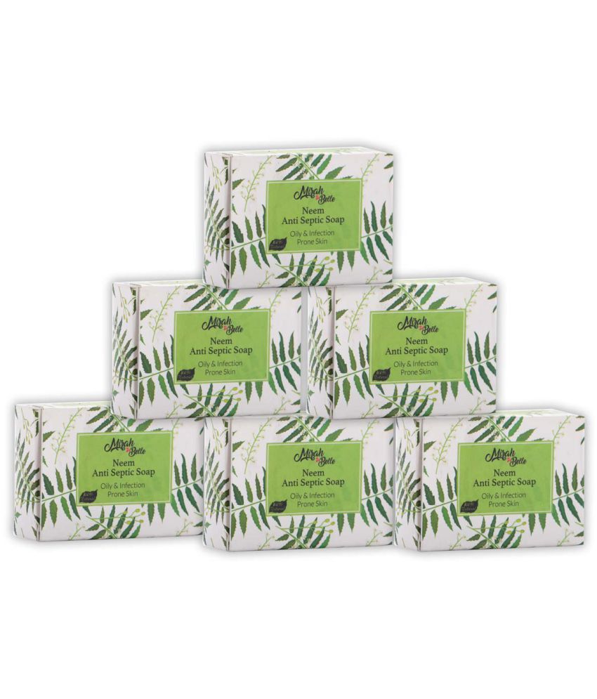     			Mirah Belle Organic Neem Anti - Septic Soap Bar (Pack of 6-125 gm) Soap 750 gram g Pack of 6