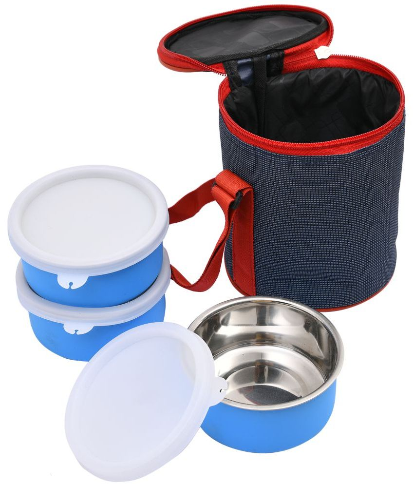     			PEACHBERRY Blue Stainless Steel Lunch Box