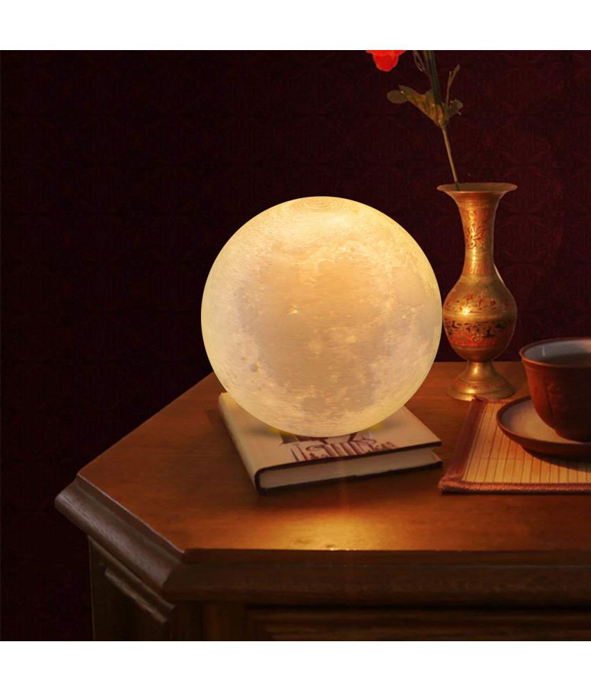     			PINDIA Realistic Color Mode Lunar Moon Shaped Lamp/Light Plastic Table Lamp - Pack of 1