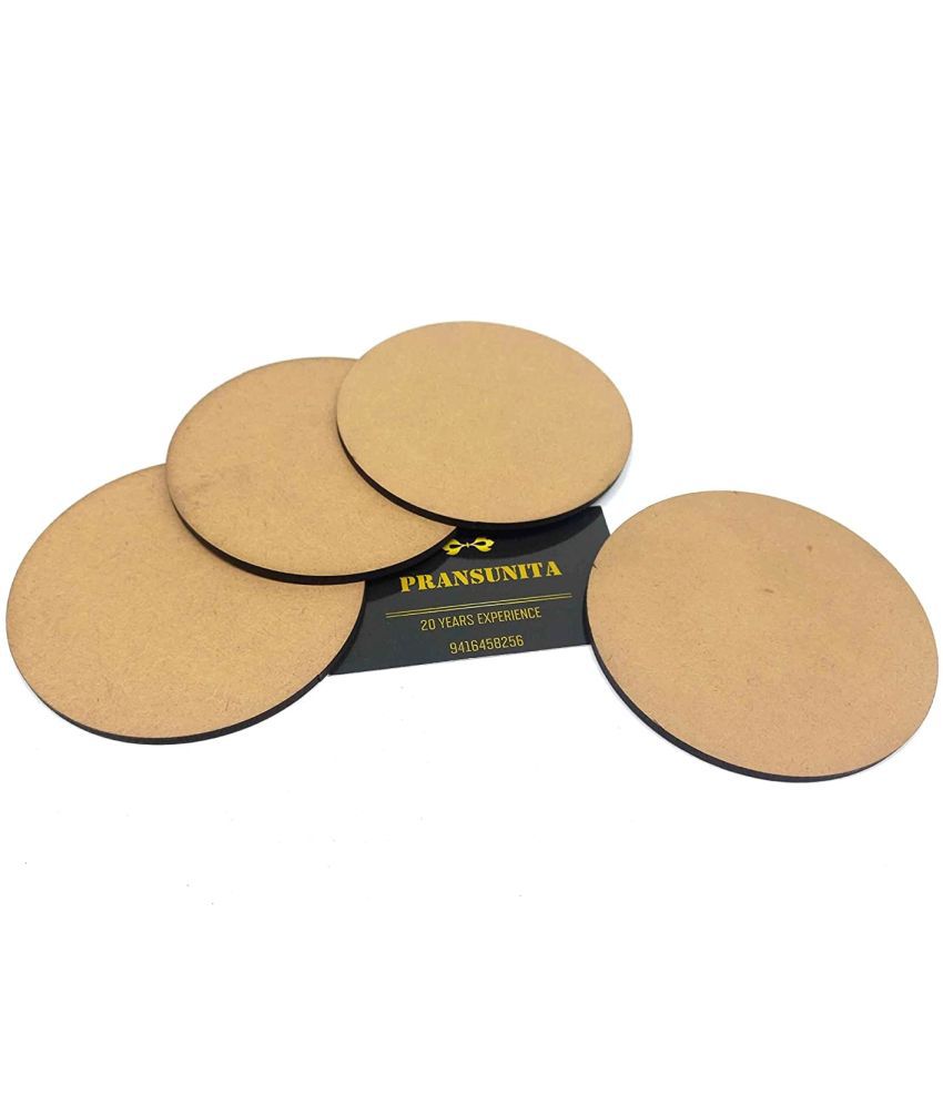    			PRANSUNITA 4 inch Wood Circles for Crafts, Unfinished Blank MDF Wooden Rounds Slice Cut-Outs for DIY, Door Hanger, Sign, Painting, Decor- 4mm Thickness - Pack of 4 pcs,