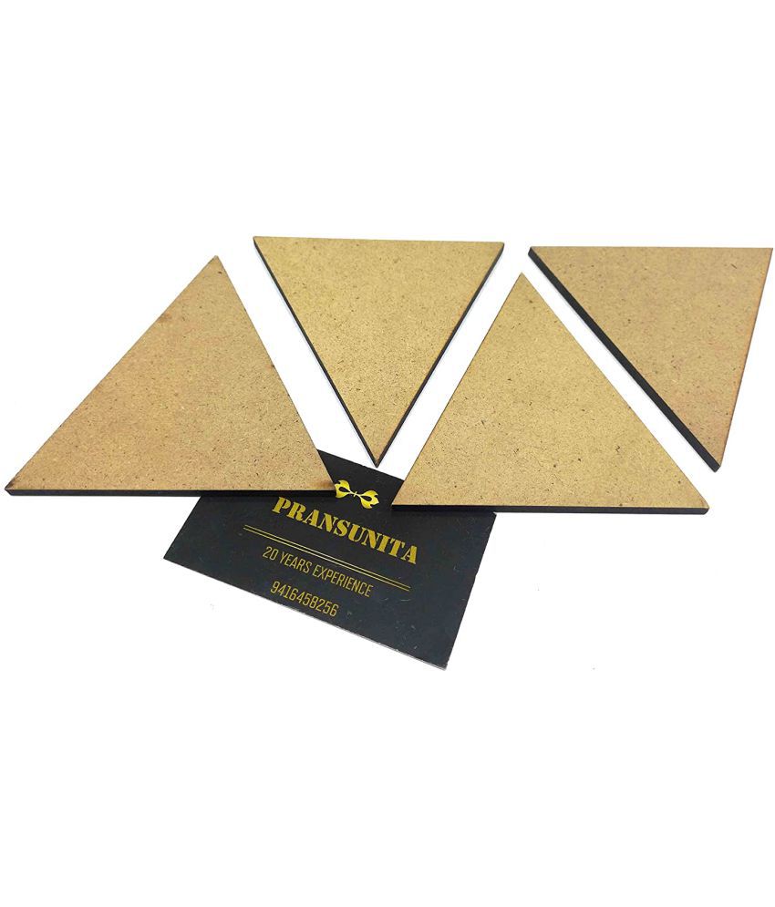     			PRANSUNITA 4 inch Wood Triangle for Crafts, Unfinished Blank MDF Wooden Triangle Slice Cut-Outs for DIY, Door Hanger, Sign, Painting, Decor- 4mm Thickness - Pack of 4 pcs