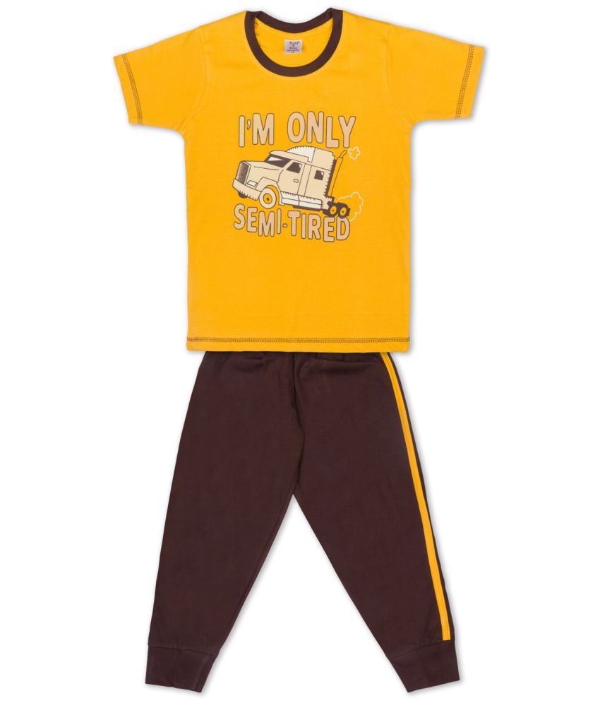     			Todd N Teen Kids, Boys Cotton Tshirt Casualwear, Dailywear With Full Pant 3 years (Yellow)