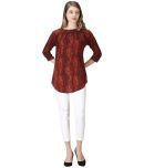 Desi Chhokri - Straight Cotton Blend Maroon Women's Kurti ( Pack of 1 )