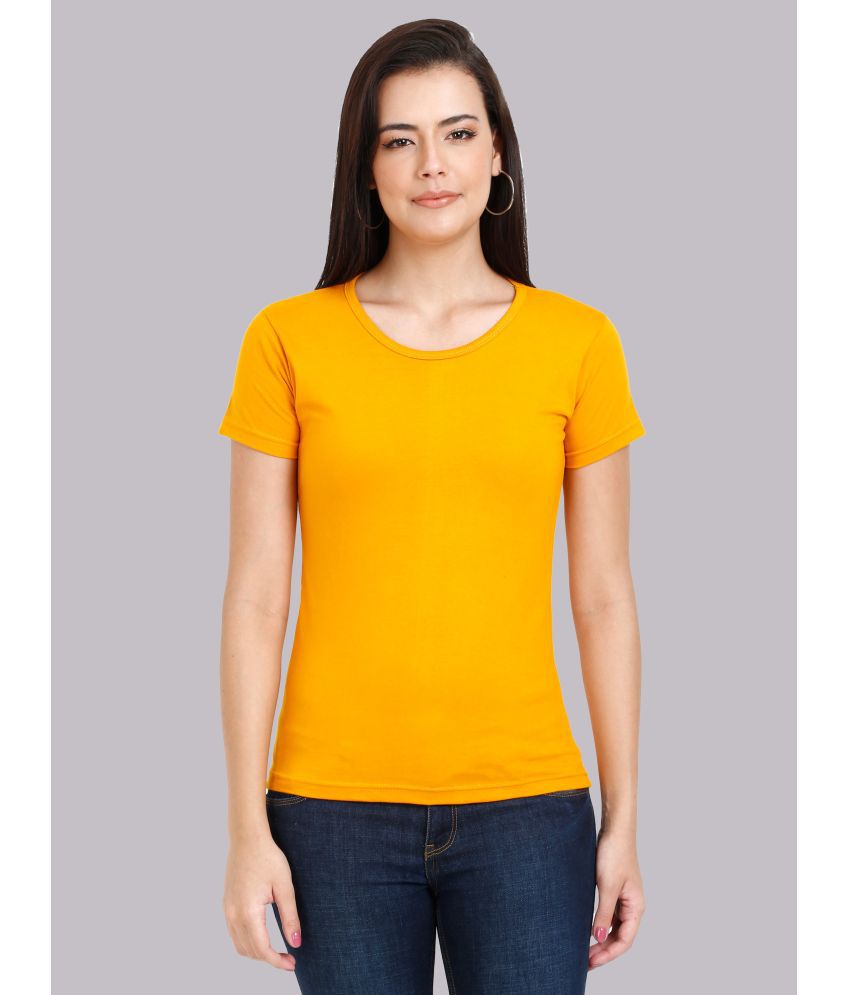     			FLEXIMAA - 100% Cotton Regular Mustard Women's T-Shirt ( Pack of 1 )