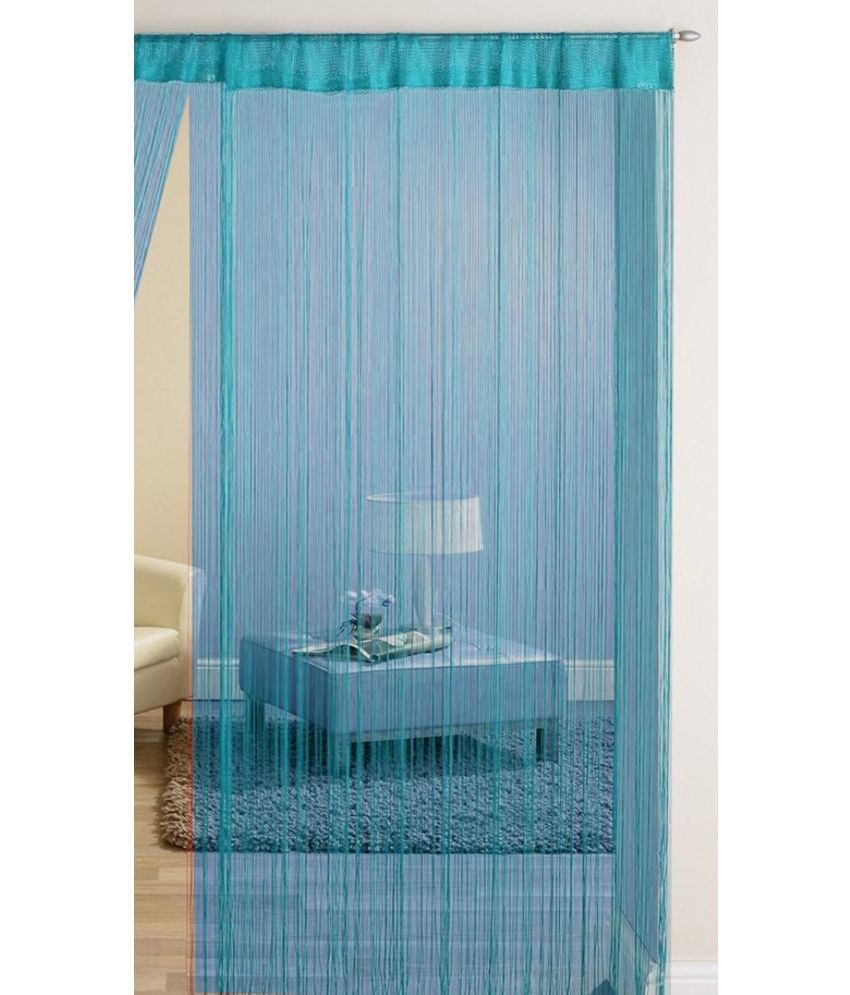     			Homefab India Solid Semi-Transparent Rod Pocket Door Curtain 7ft (Pack of 1) - Turquoise